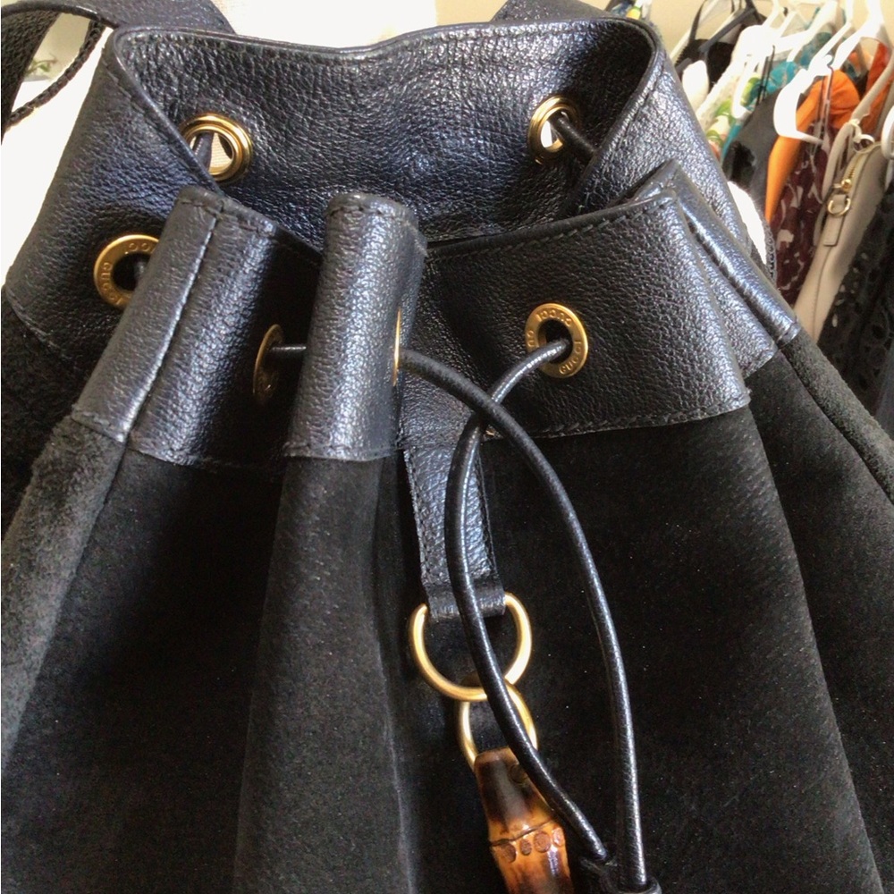 Vintage Gucci Black Suede and Leather Backpack with COA - Picture 7 of 9